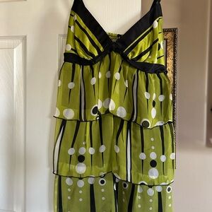 Green and Black Sleeveless Dress